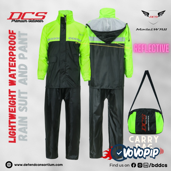 DCS Reflective Raincoat (Neon-Black) price in bd