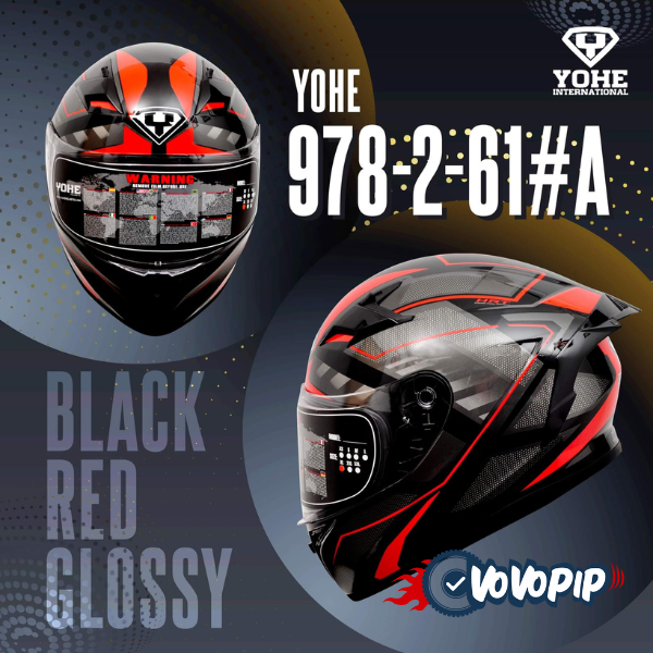 Yohe Helmet 978-2-61#A Black Red Glossy price in bd