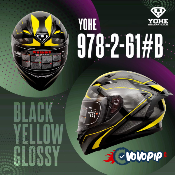 Yohe Helmet 978-2-61#B Black Yellow Glossy price in bd