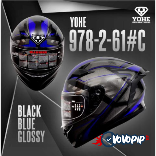 Yohe Helmet 978-2-61#C Black Blue Glossy price in bd